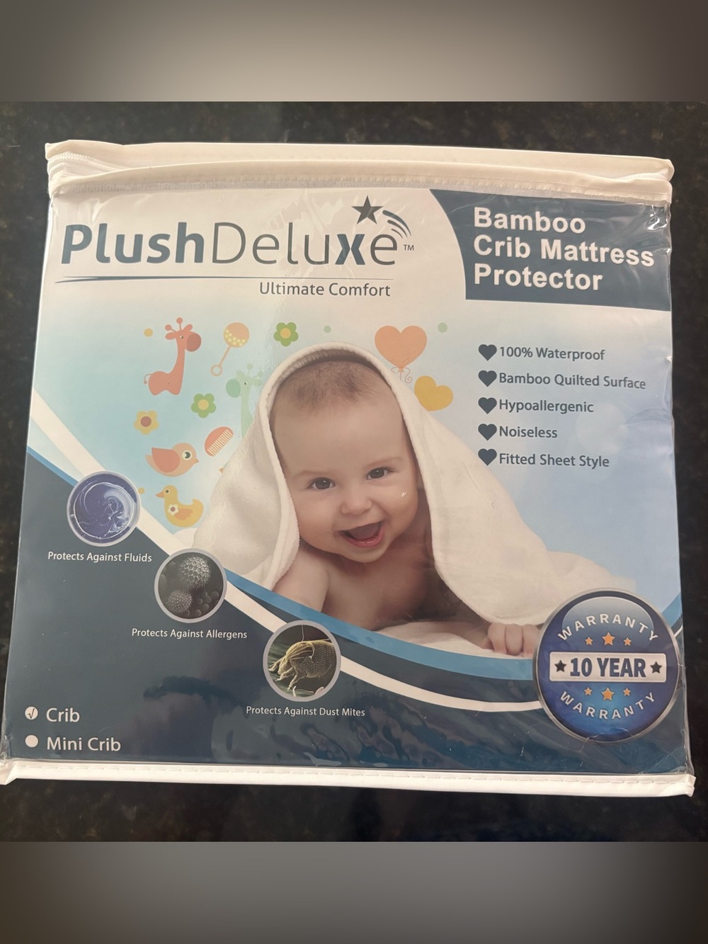 NWOT Bamboo Crib Mattress Protector - White